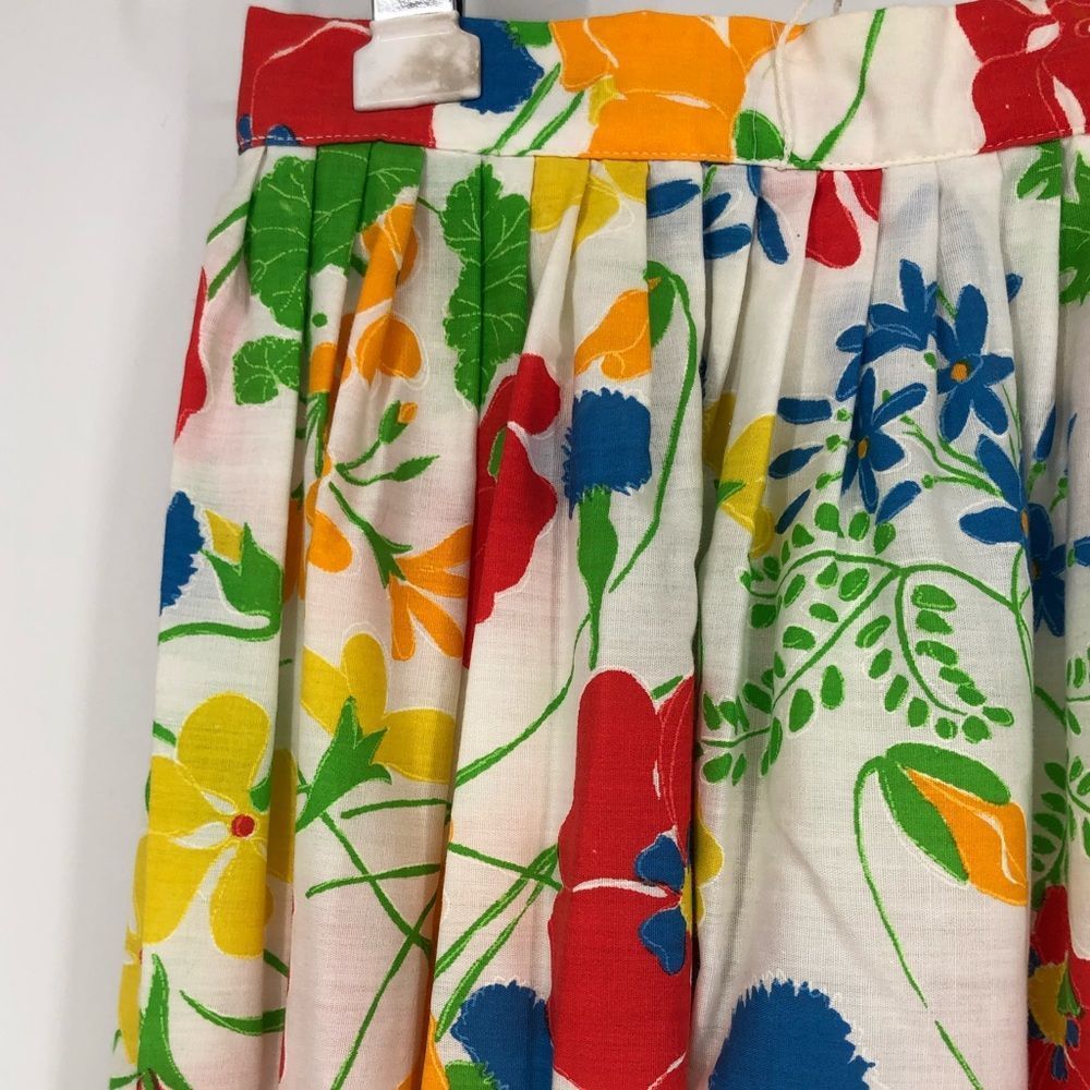70’s Vintage Adelaar Bold Multicolor Floral Full Maxi Skirt - Picture 3 of 11